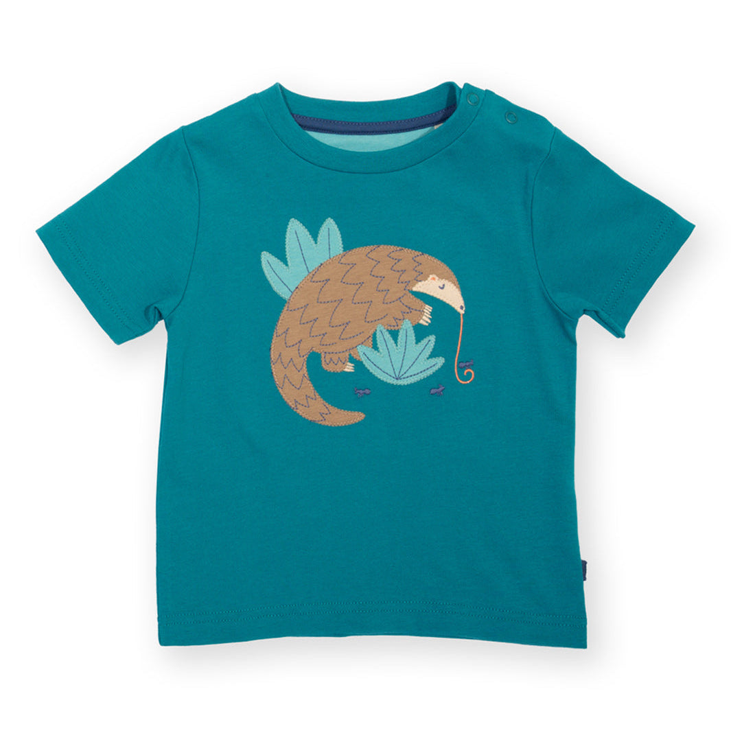 Organic Cotton Short Sleeve T-Shirt Pangolin Appliqué | Kite Clothing