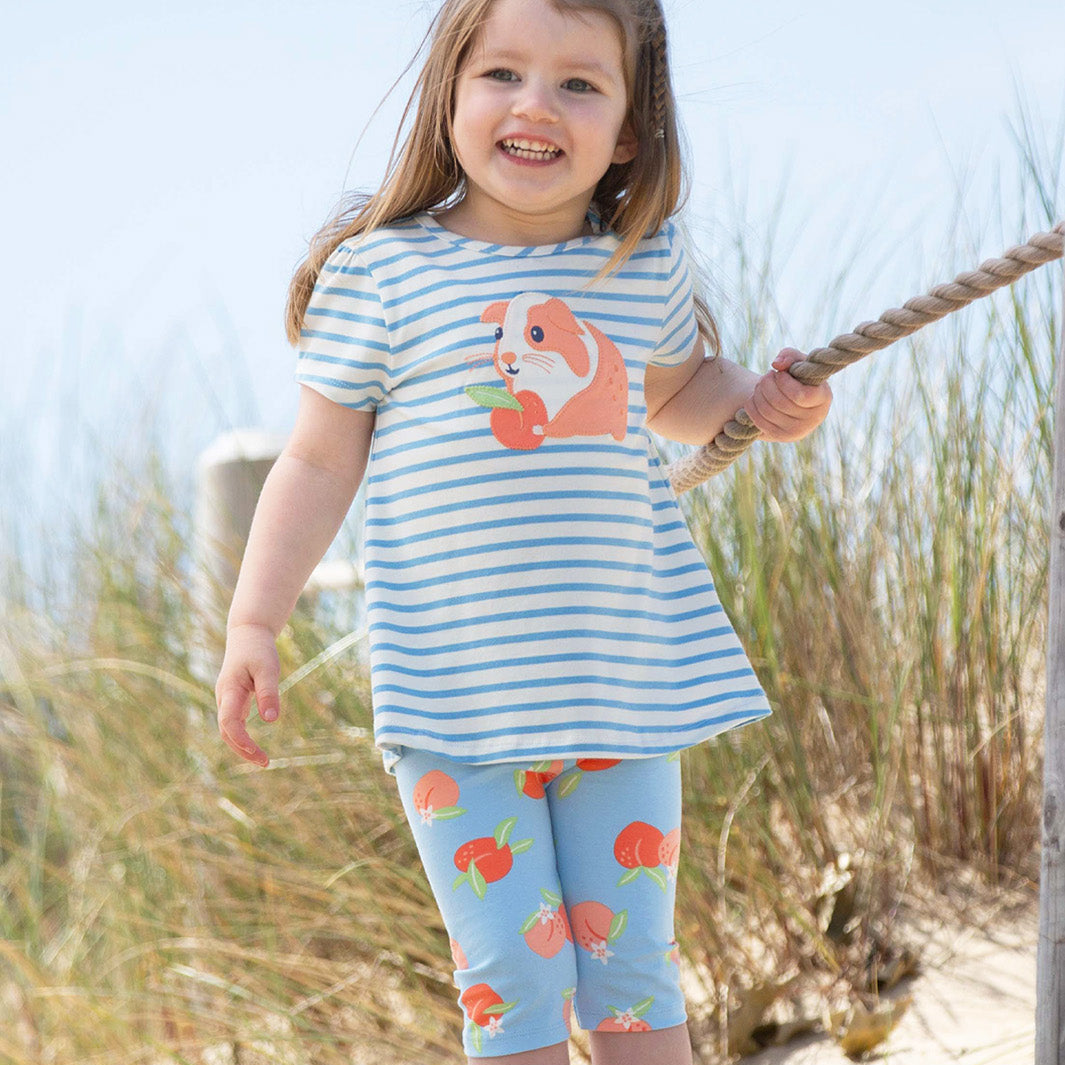 Organic Cotton Peach Print Pedal Pushers Girls Capris | Kite Clothing