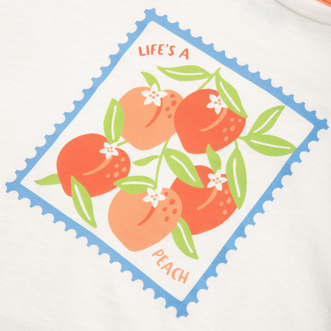 Organic Cotton Life's a Peach Print Short Sleeve Kids Boxy T-Shirt | Kite Clothing