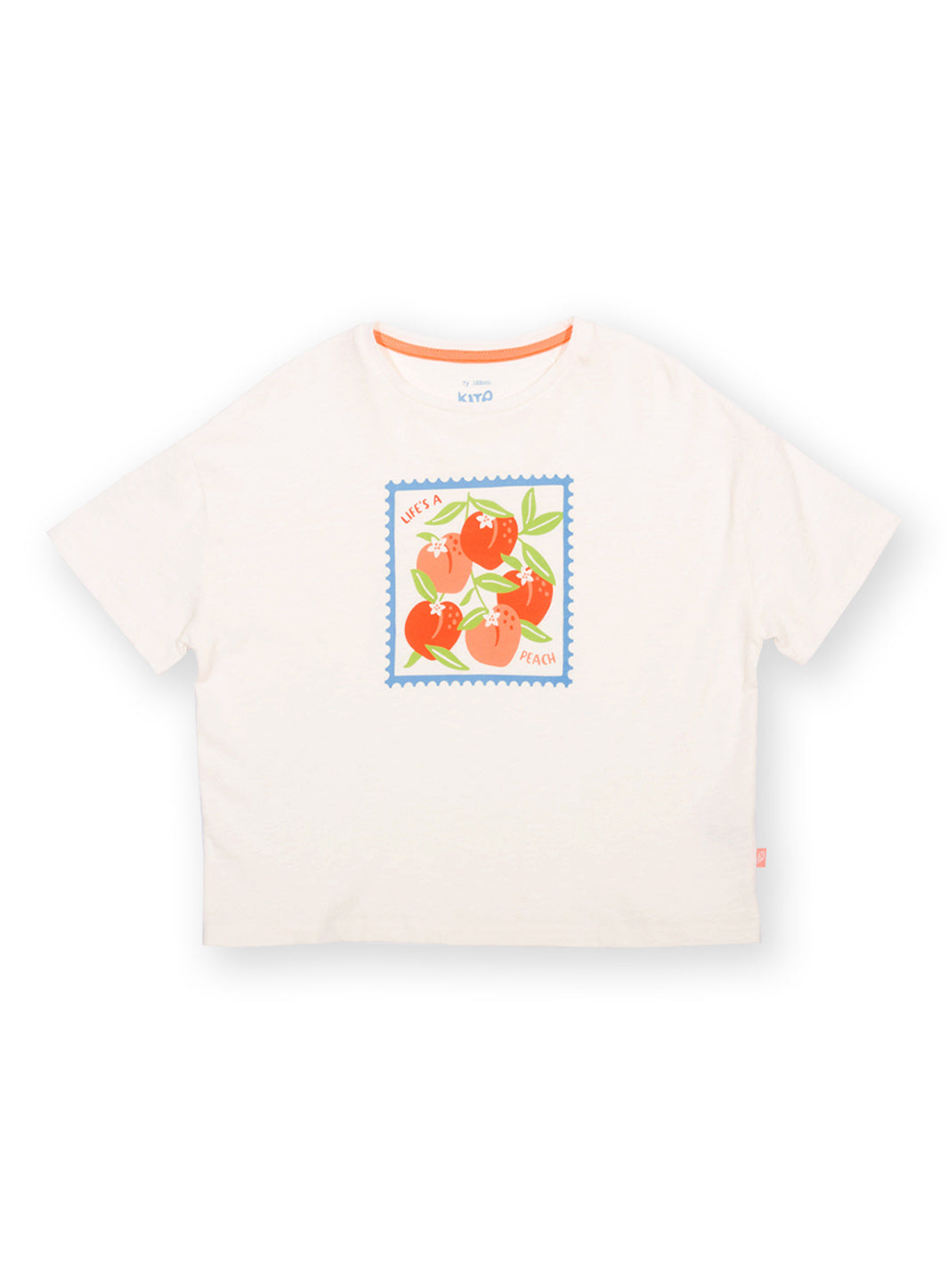 Organic Cotton Short Sleeve Boxy T-Shirt - Life's a Peach Print