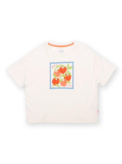 Organic Cotton Short Sleeve Boxy T-Shirt - Life's a Peach Print