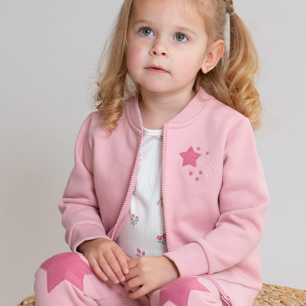 Organic Cotton Zip Sweatshirt - Cloudy Pink