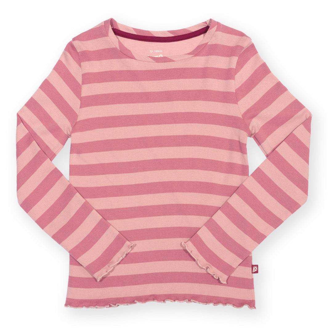 Kite Organic Cotton Long Sleeve Rib T-Shirt - Heather Pink Striped