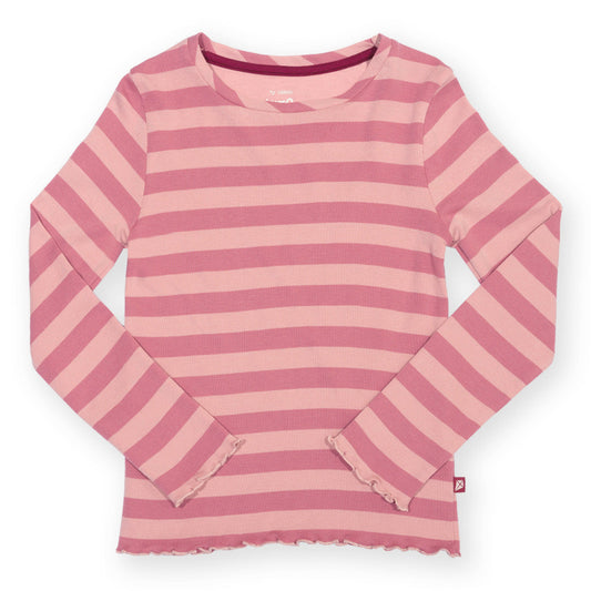 Kite Organic Cotton Long Sleeve Rib T-Shirt - Heather Pink Striped