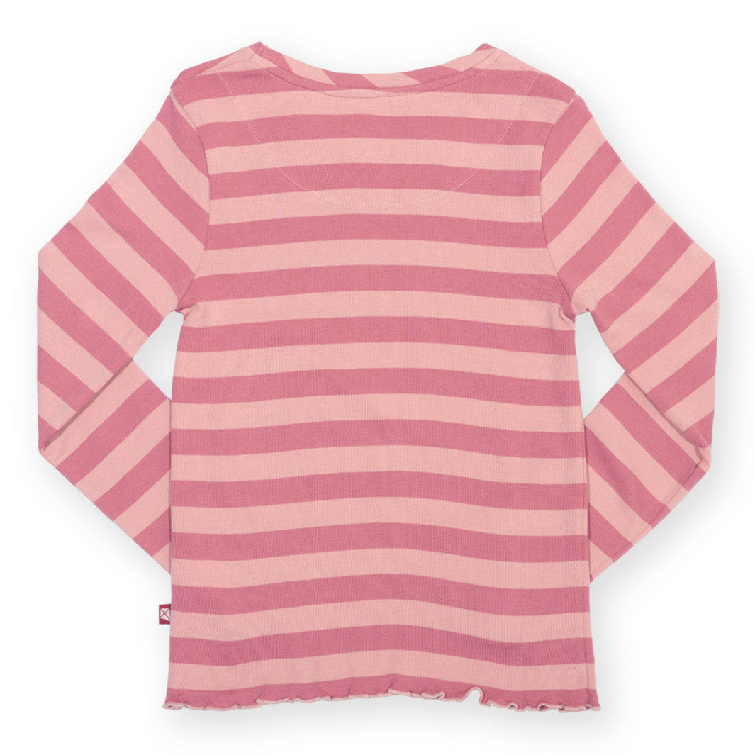 Kite Organic Cotton Long Sleeve Rib T-Shirt - Heather Pink Striped