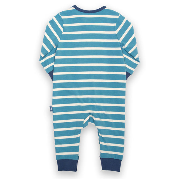 Kite organic Romper- puffin appliqué, back