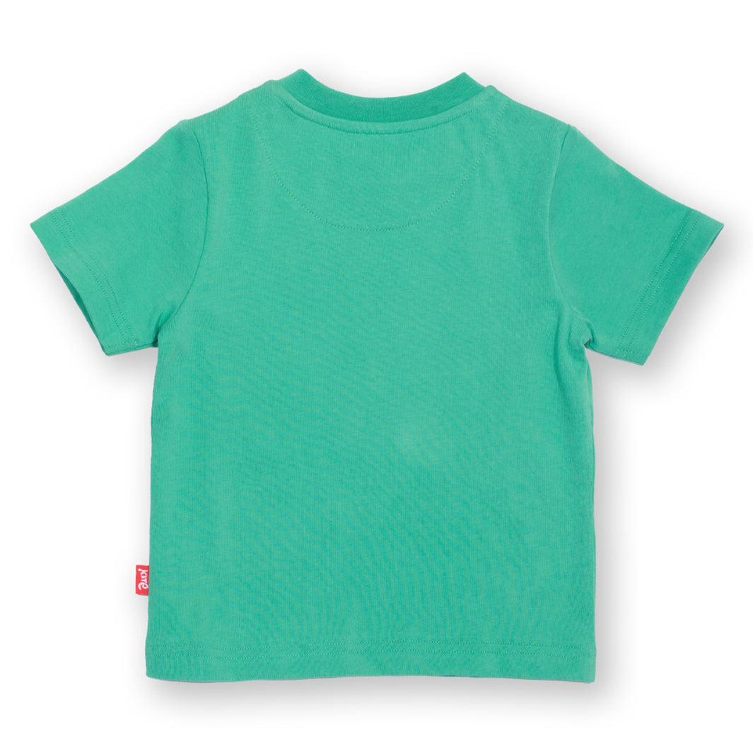 Kite organic T-shirt- rainbow lion appliqué, back