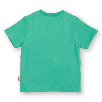 Kite organic T-shirt- rainbow lion appliqué, back