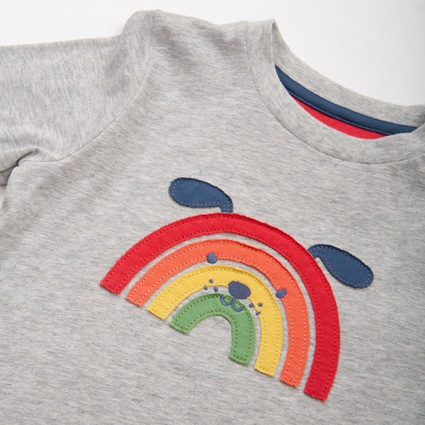 Kite organic Rainbow pup t-shirt, closeup