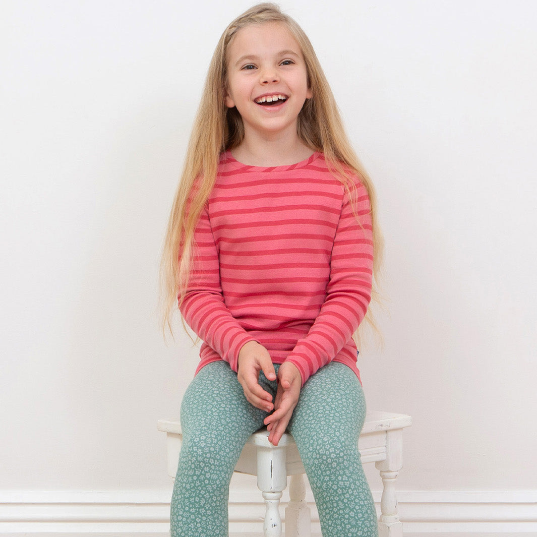 Kite Clothing Organic Girls' Long Sleeved T-Shirt- Rose Stripes