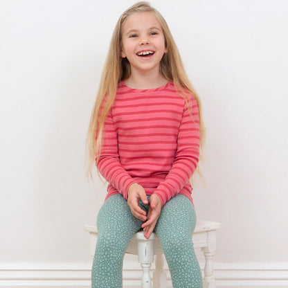 Kite Clothing Organic Girls' Long Sleeved T-Shirt- Rose Stripes