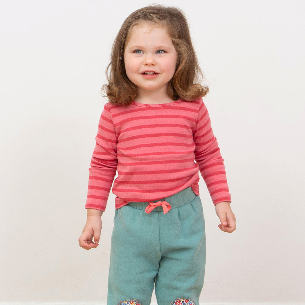 Kite Clothing Organic Girls' Long Sleeved T-Shirt- Rose Stripes