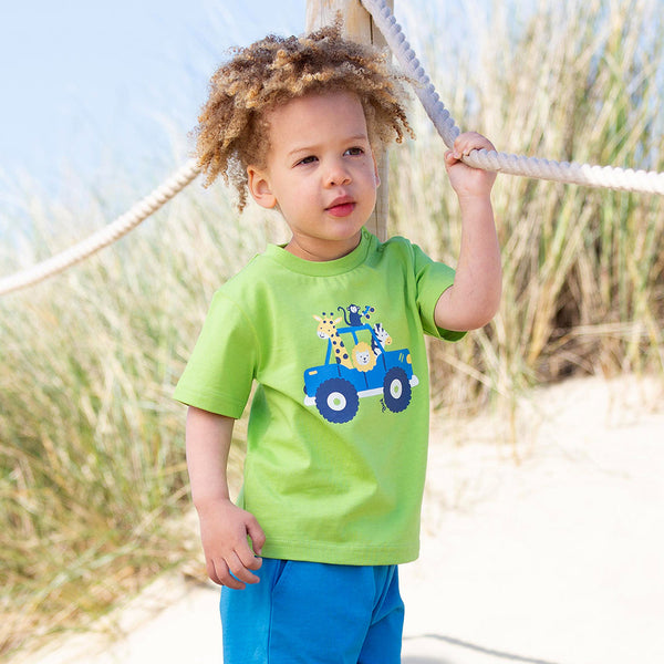 Boy wearing Kite organic Safari t-shirt