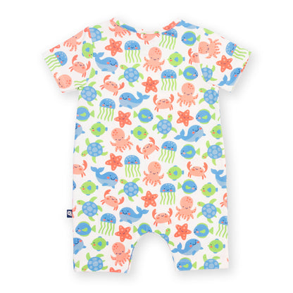Organic Cotton Under the Sea Print Baby Short Romper | Kite Clothing