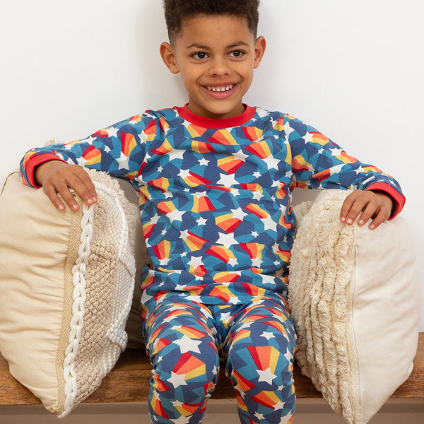 Boy wearing Kite organic Pajamas- shooting star