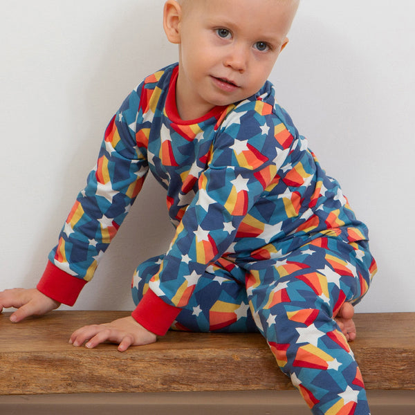 Child wearing Kite organic Pajamas- shooting star