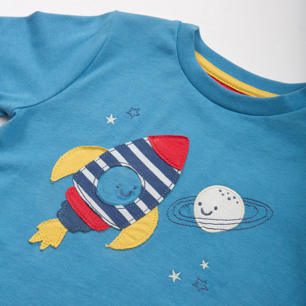 Kite organic Space pals t-shirt, closeup