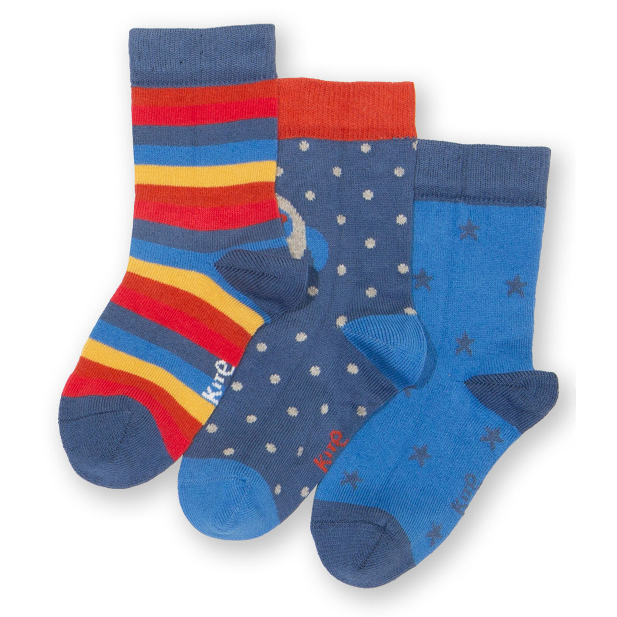 Kite Clothing Organic Boys' 3-Pack Socks- Space Pup, Dot & Stripe