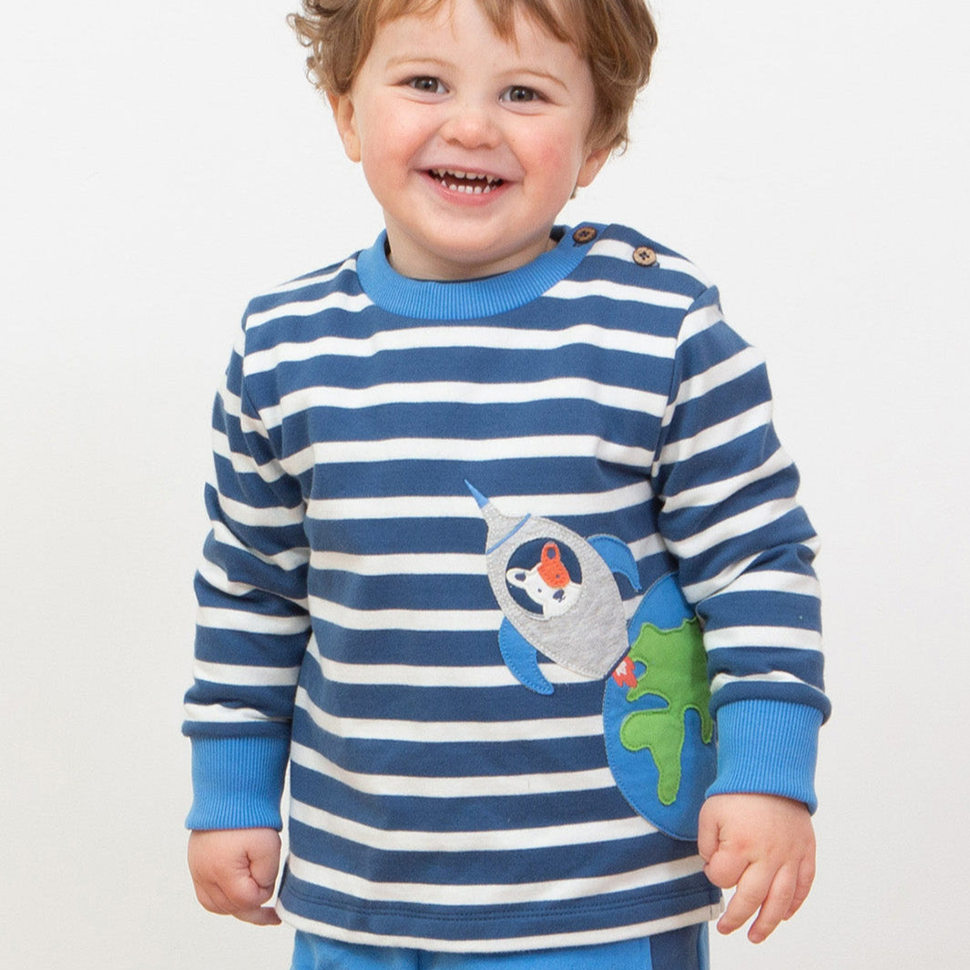 Kite Clothing Organic Boys' Sweatshirt- Space Pup Appliqué