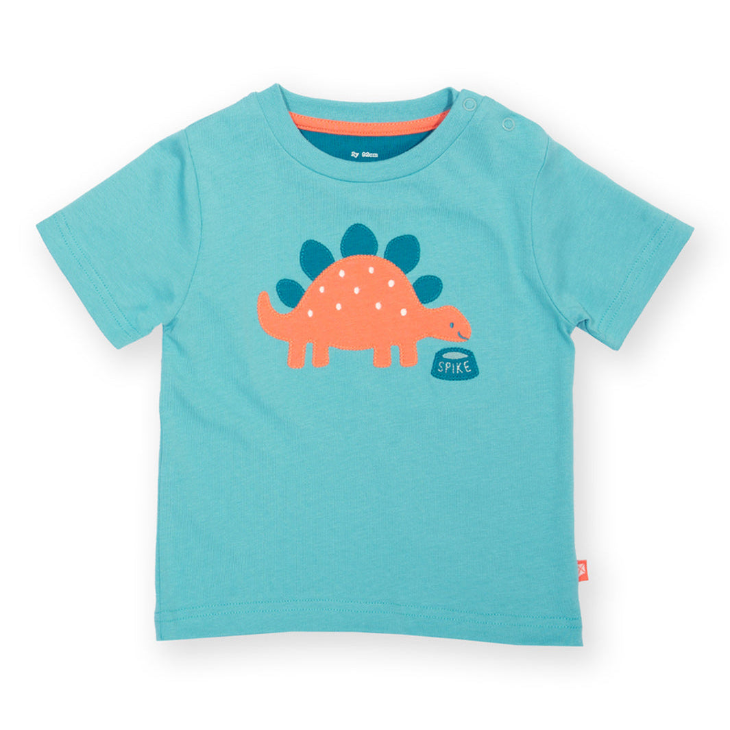 Organic Cotton Short Sleeve T-Shirt Stegosaurus Appliqué | Kite Clothing