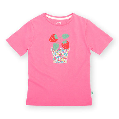 Organic Cotton Short Sleeve T-Shirt Strawberry Appliqué | Kite Clothing