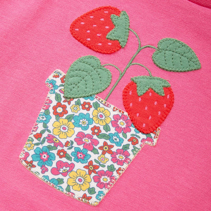 Organic Cotton Short Sleeve T-Shirt Strawberry Appliqué | Kite Clothing