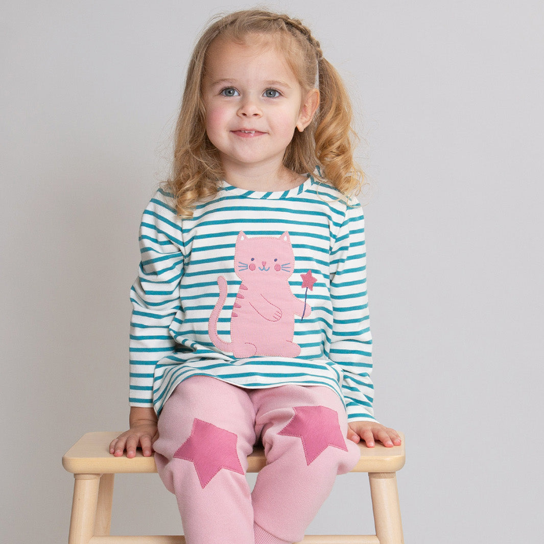 Kite Organic Cotton Long Sleeve Tunic - Cat Appliqué