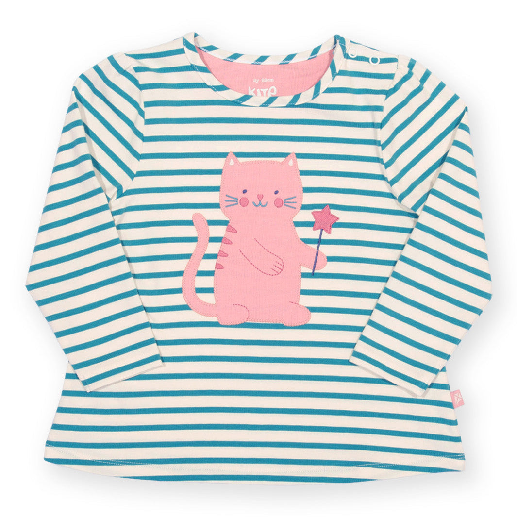 Kite Organic Cotton Long Sleeve Tunic - Cat Appliqué