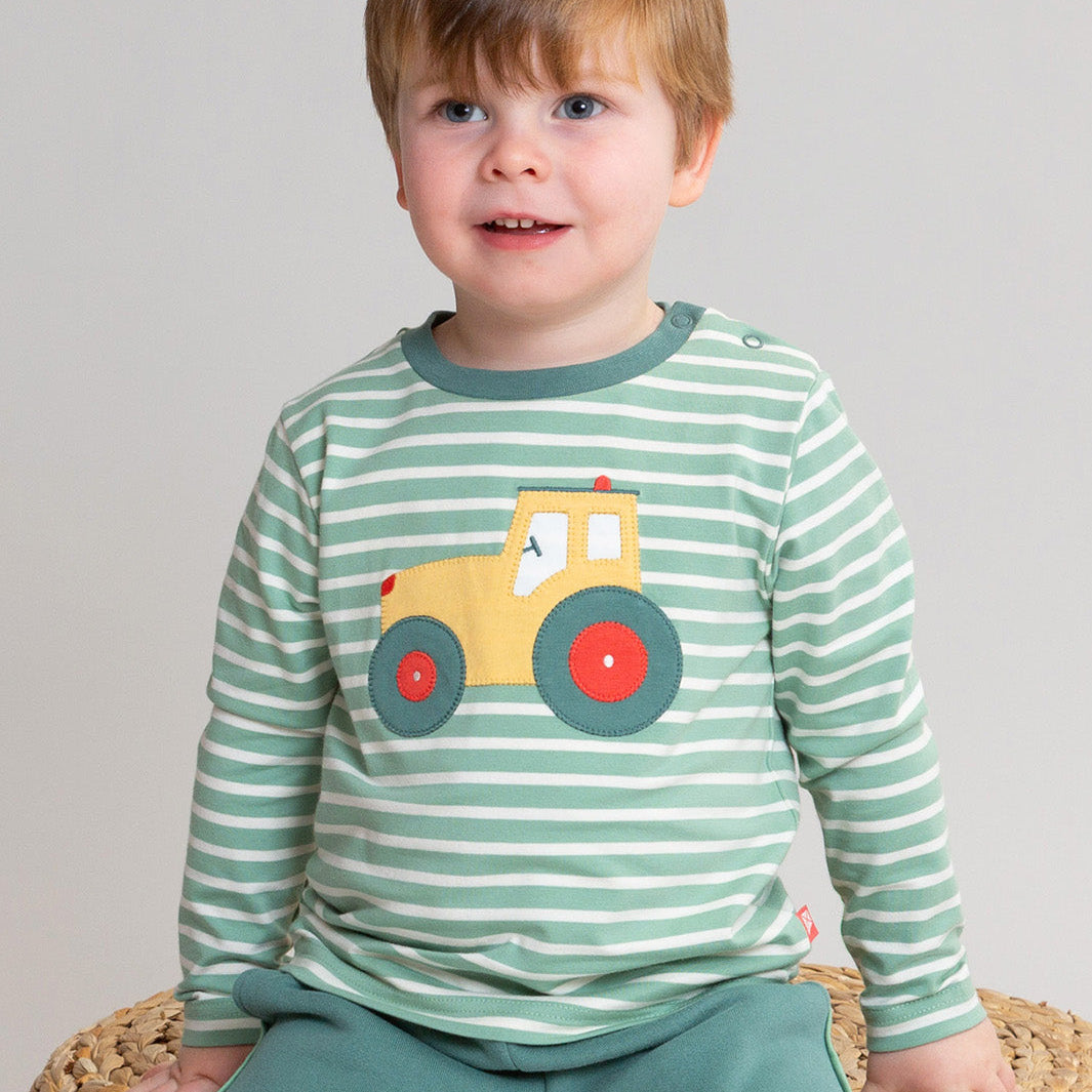 Organic Cotton Long Sleeve T-Shirt - Tractor Appliqué
