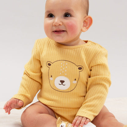 Organic Cotton Long Sleeve Bodysuit - Teddy Bear