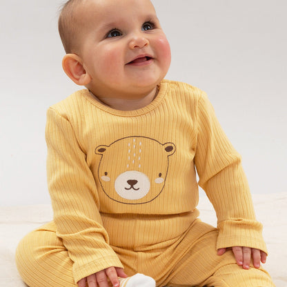 Organic Cotton Long Sleeve Bodysuit - Teddy Bear