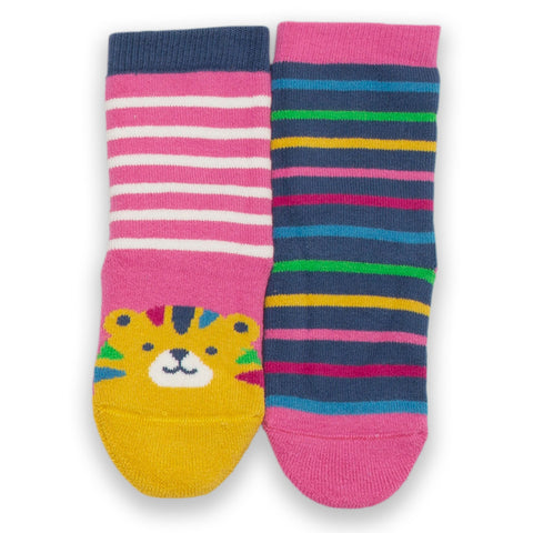 Kite organic Tiger grippy socks- blush pink