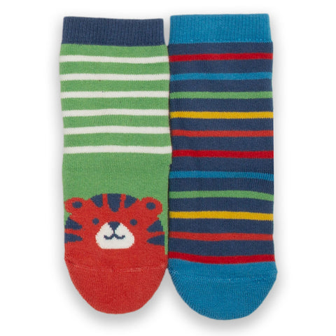 Kite organic Tiger grippy socks- fern green