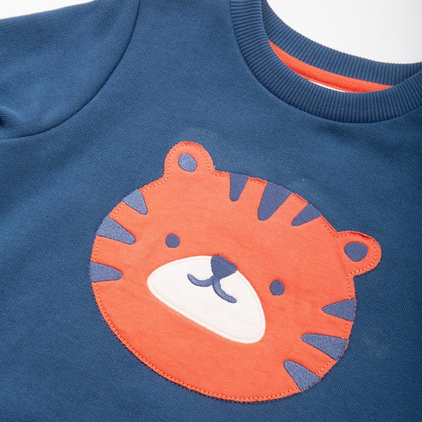 Kite organic Tiger appliqué sweatshirt, closeup