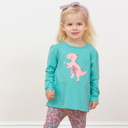 Kite Clothing Organic Long Sleeved Tunic- Dinosaur Magic Appliqué