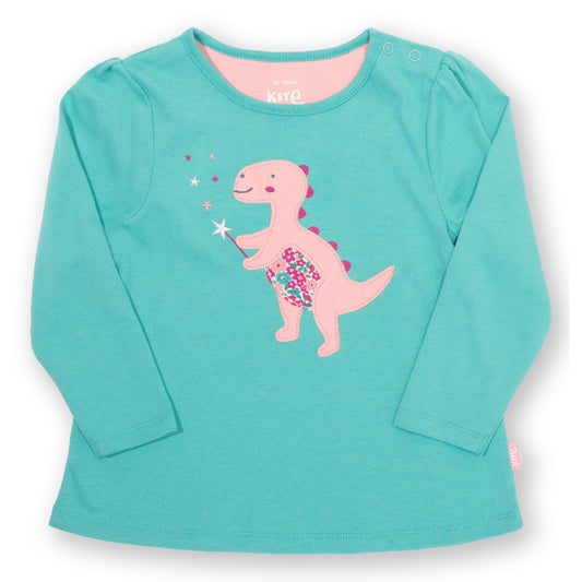 Kite Clothing Organic Long Sleeved Tunic- Dinosaur Magic Appliqué
