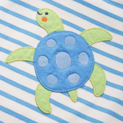 Organic Cotton Little Turtle Appliqué Short Sleeve Kids T-Shirt | Kite Clothing