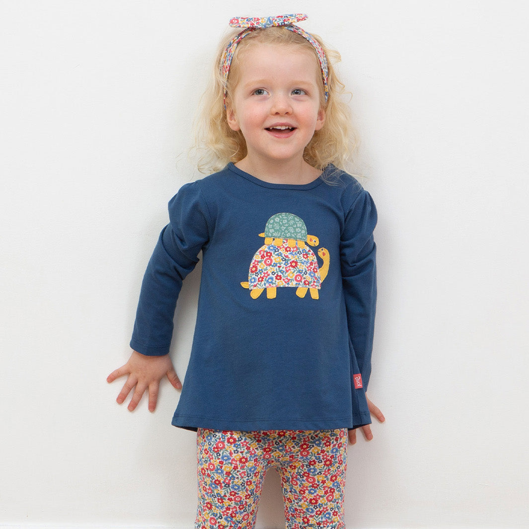 Kite Clothing Organic Long Sleeved Tunic- Turtle Tower Appliqué
