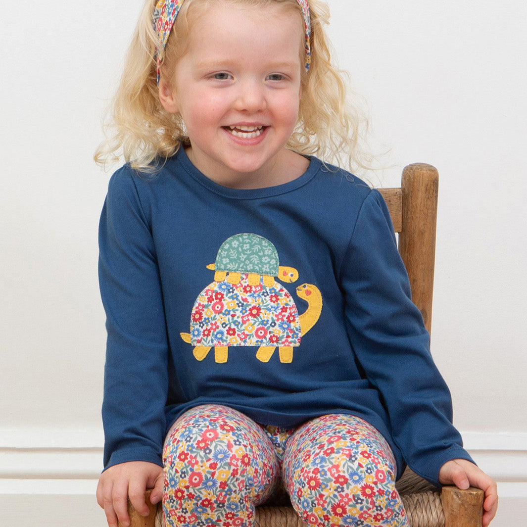 Kite Clothing Organic Long Sleeved Tunic- Turtle Tower Appliqué