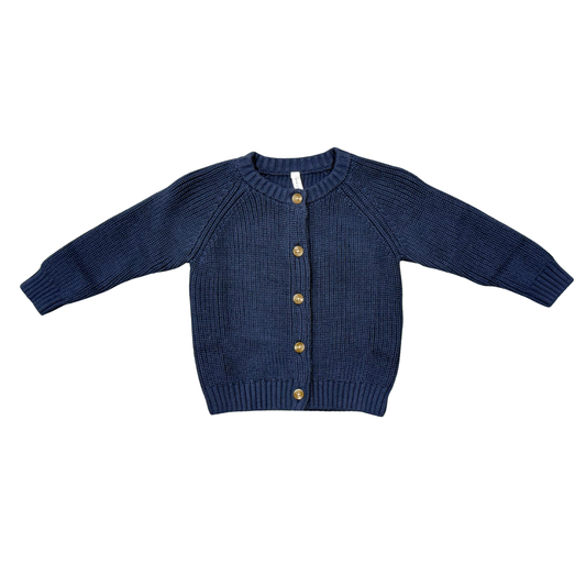 Cotton Knit Cardigan - Navy