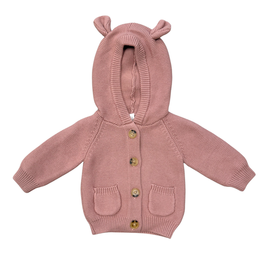 Cotton Knit Hoodie - Rose
