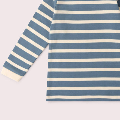 Little Green Radicals Organic Cotton Long Sleeve T-Shirt - Blue, Striped