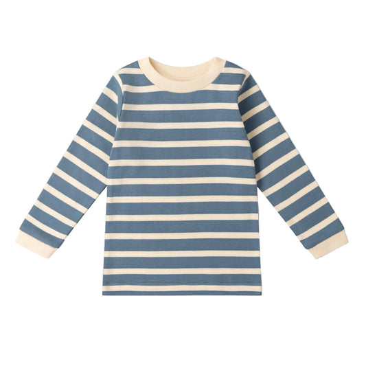 Little Green Radicals Organic Cotton Long Sleeve T-Shirt - Blue, Striped