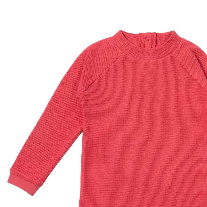 Little Green Radicals Organic Waffle Long Sleeved Top- Holly Berry