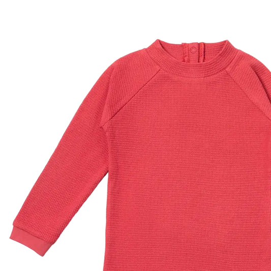 Little Green Radicals Organic Waffle Long Sleeved Top- Holly Berry