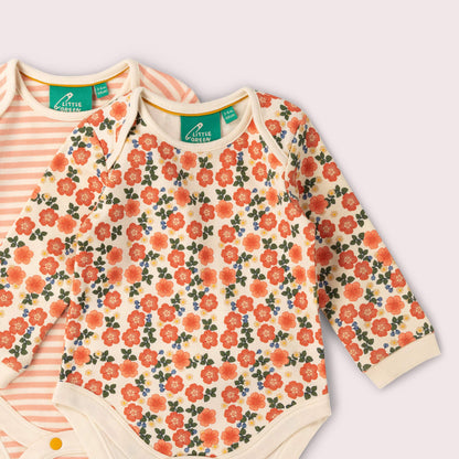 Little Green Radicals Organic Cotton Bodysuit 2 Pack - Pink, Petals