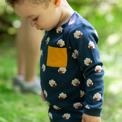 Little Green Radicals Kids' Organic Long- Sleeved T-shirt & Jogger Playset- Sleeping Sheep
