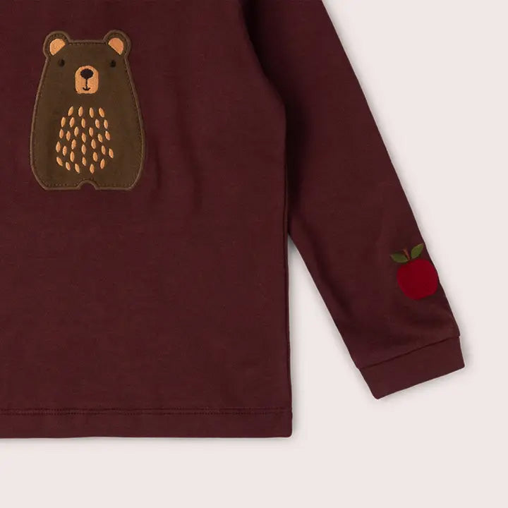 Little Green Radicals Organic Kids' Long Sleeved T-Shirt- Teddy Bear Appliqué
