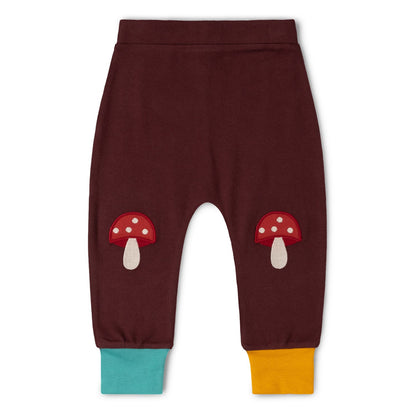 Little Green Radicals Kids' Organic Knee Patch Joggers- Toadstool Appliqué