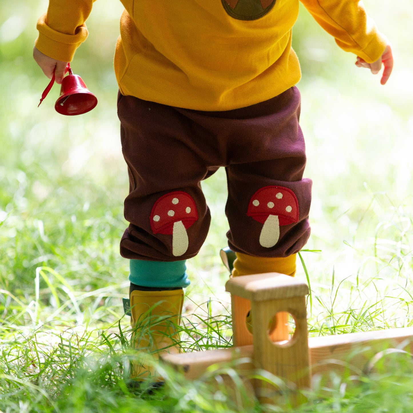 Little Green Radicals Kids' Organic Knee Patch Joggers- Toadstool Appliqué